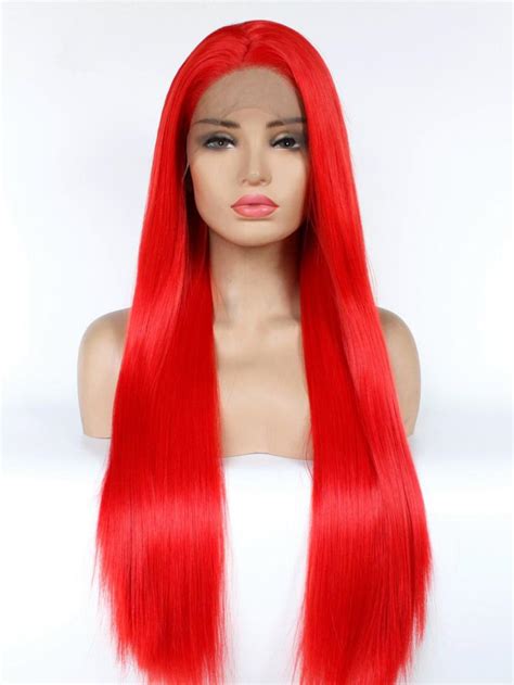 red lace front wig straight