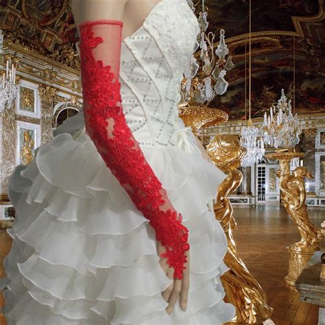 Red Lace Opera Gloves
