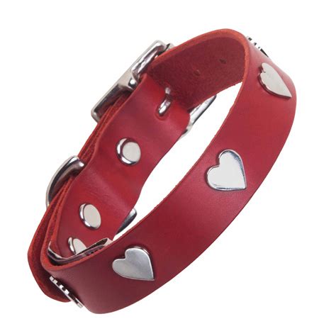 red leather dog collars uk