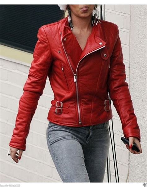 red leather moto jacket women