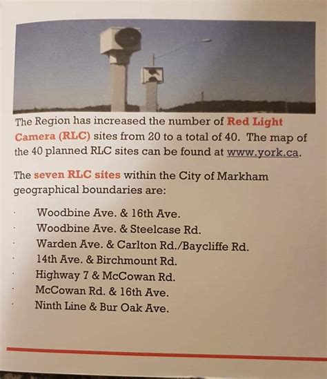 Red Light Camera Locations Markham