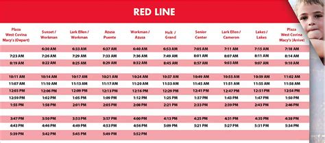 red line schedule today