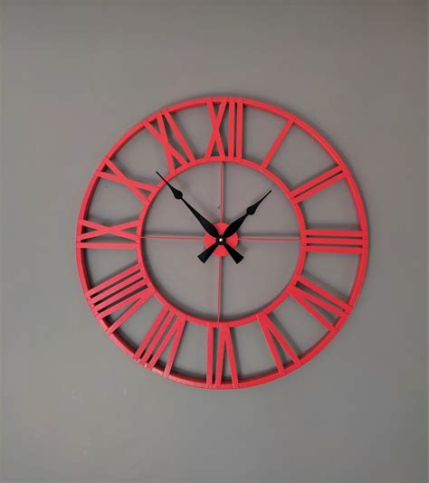 Red Metal Wall Clock