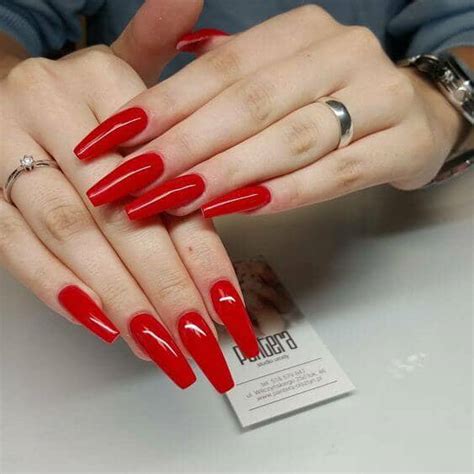 Red Nails Long Bright