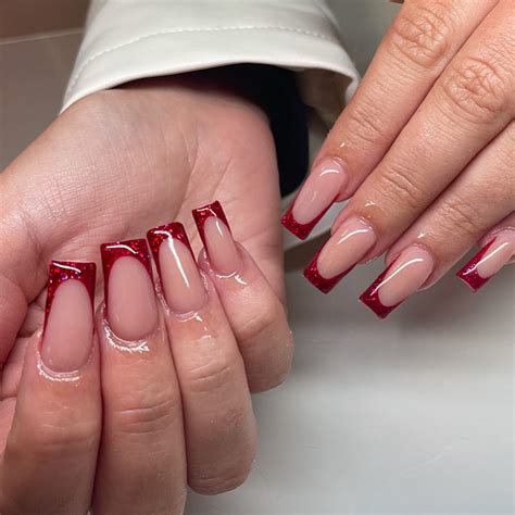 Red Nails Tips Acrylic