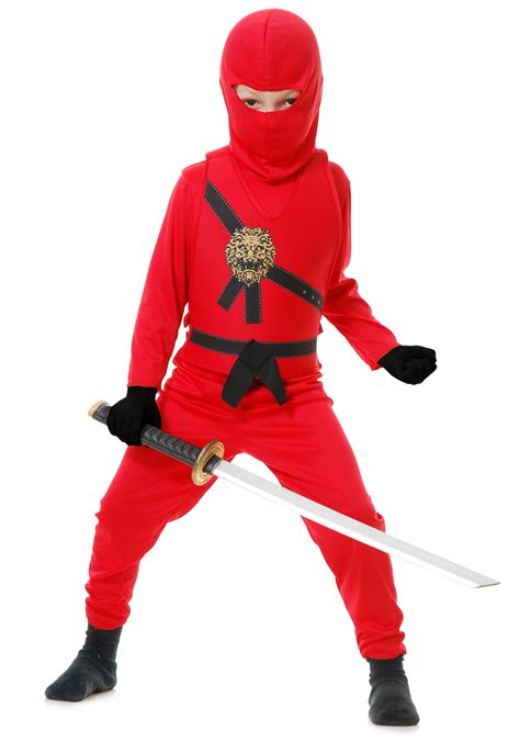red ninja costume with swords