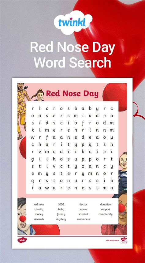 red nose day word search