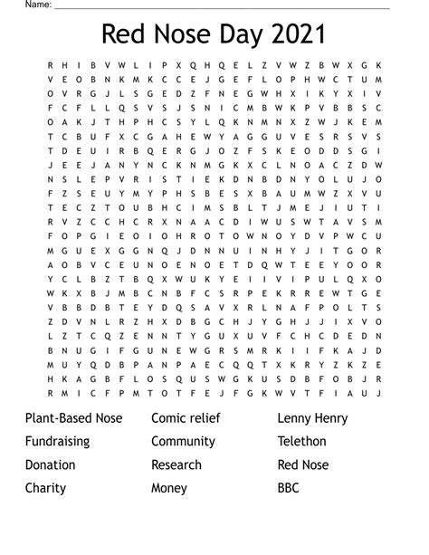 red nose word search