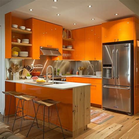 Red Orange Kitchen Cabinets