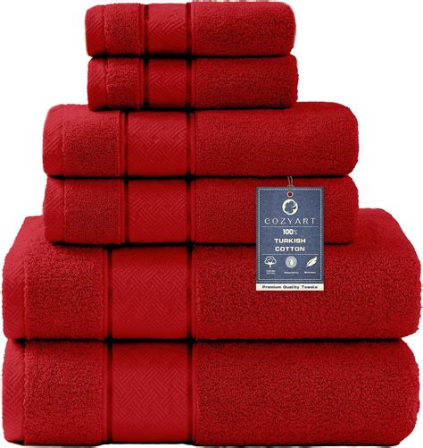 Red Pattern Bath Towels