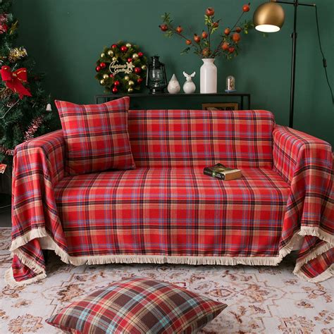 Red Plaid Couch Covers
