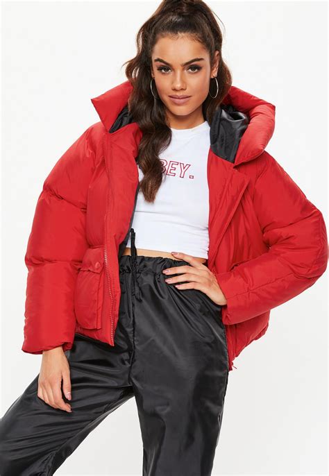 red puffer jacket women