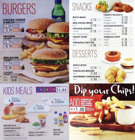 red rooster menu and prices