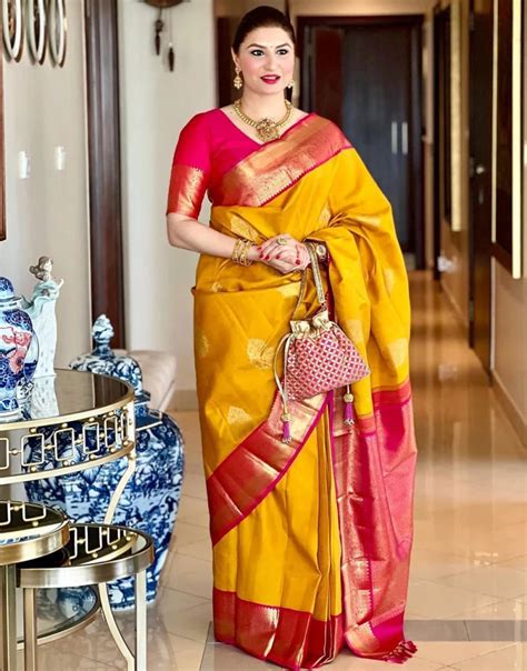 Red Saree With Yellow Border