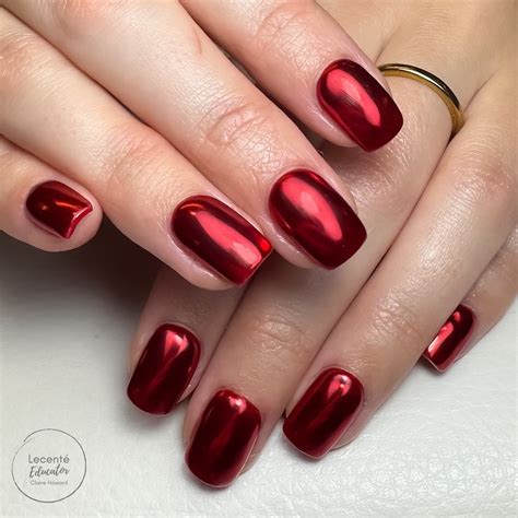 Red Silver Chrome Nails