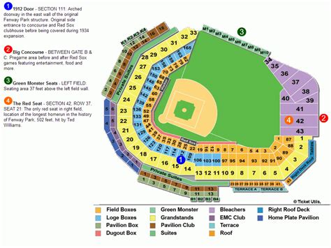 Red Sox Printable Seating Chart
