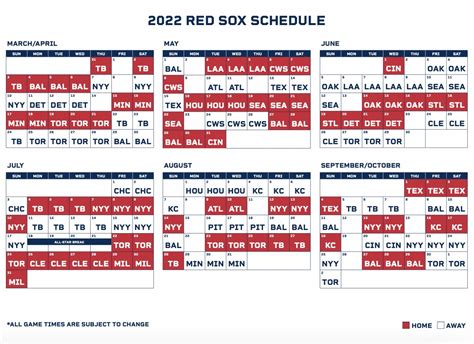 red sox regular season schedule 2022