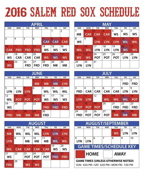 red sox schedule 2016