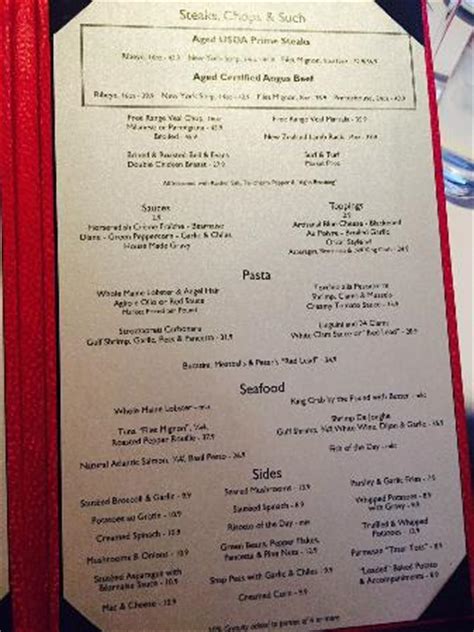 red steakhouse cleveland menu prices