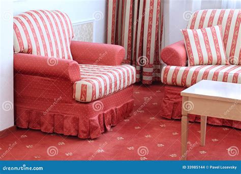 Red Striped Sofa