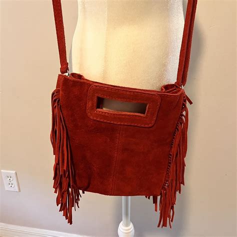 Red Suede Fringe Bag