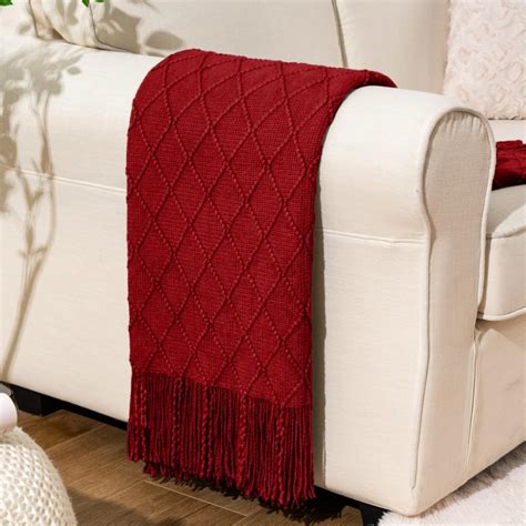 Red Throw Blanket With Fringe
