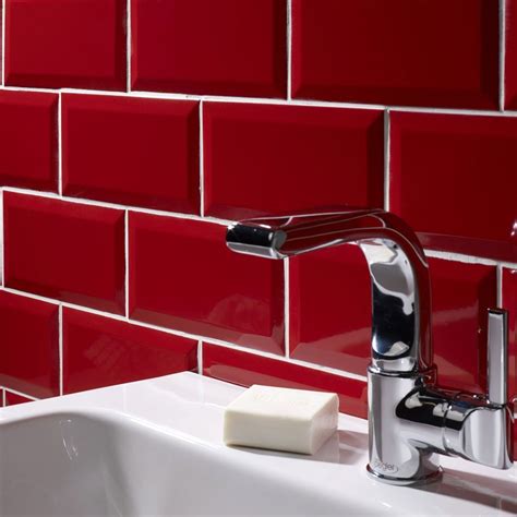 red wall tiles bathroom