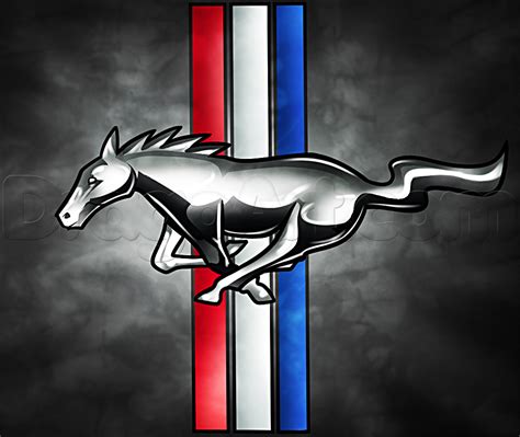 red white and blue mustang emblem