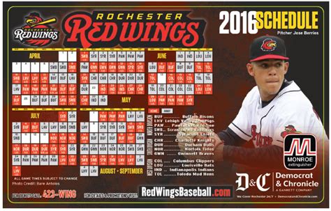 red wings rochester schedule