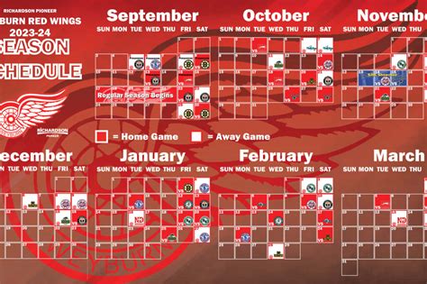 red wings schedule 2023 24