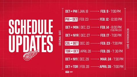 red wings schedule april