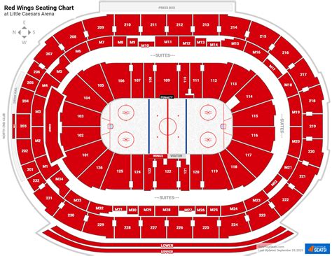 red wings seating map