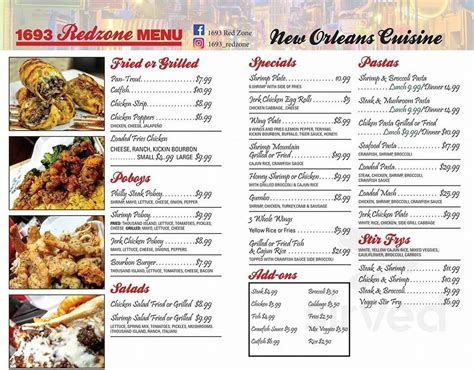 Red Zone Grill Menu