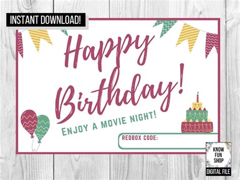 Redbox Promo Code Printable Birthday