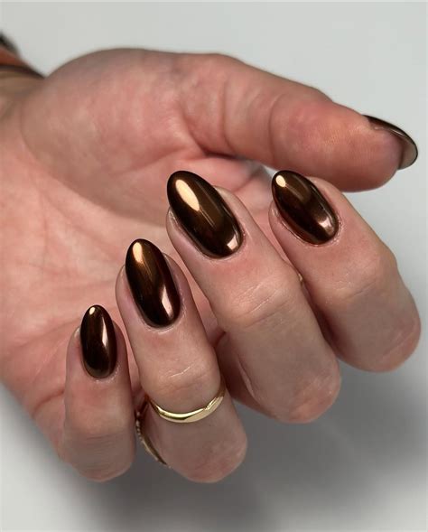 Reddish Brown Chrome Nails