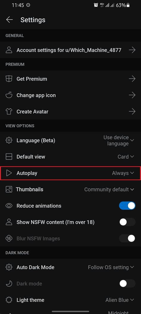 Reddit Settings