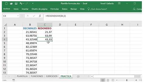 La función de redondear números en Excel