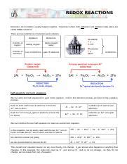 redox reactions or not chemsheets answers