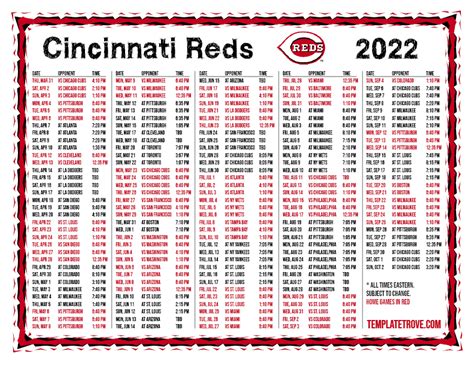 reds baseball schedule 2022