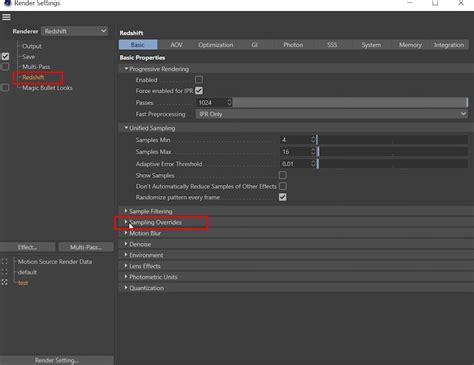 redshift render settings c4d