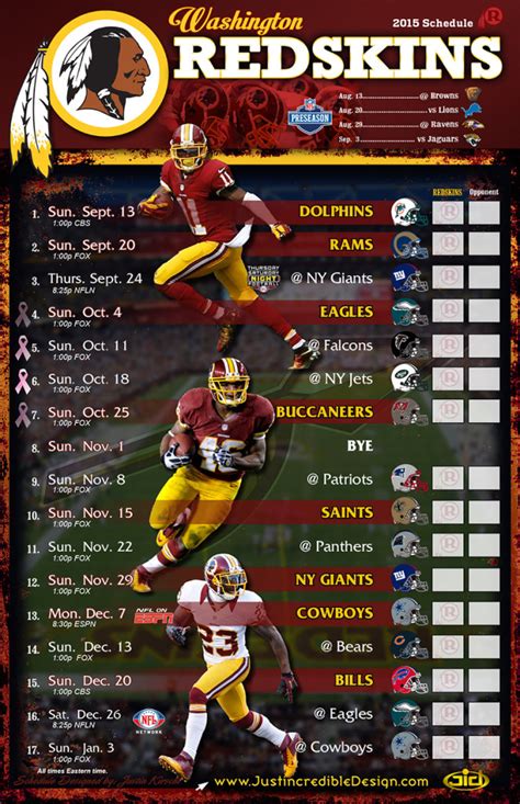 redskins schedule 2009