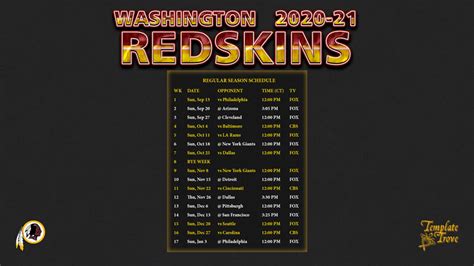 redskins schedule 2020 21