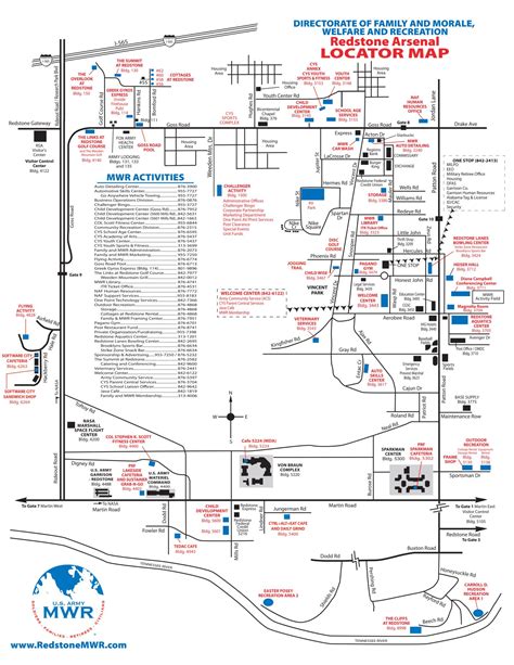 redstone arsenal map and directions