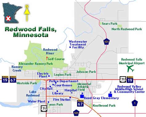 redwood falls on map