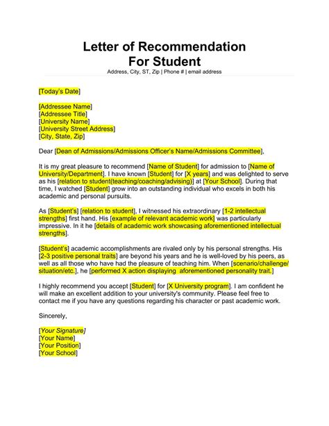10+ Student Reference Letter Templates Free Samples