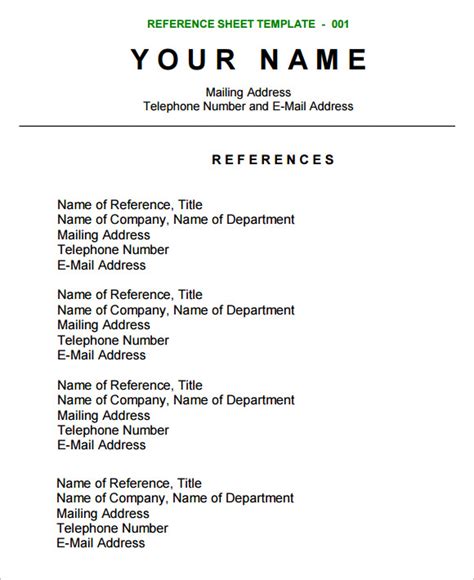 reference page template google docs