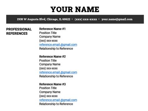 reference title examples for resume