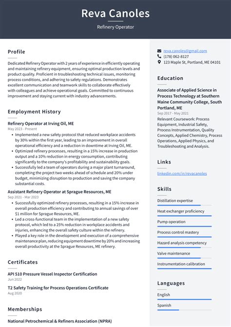 refinery operator resume objective examples