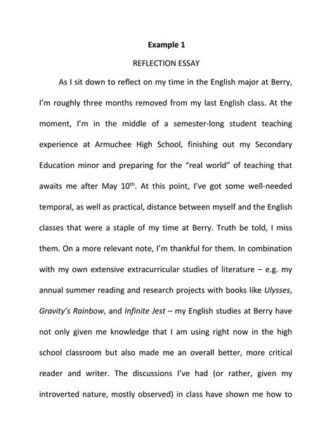 reflection essays example