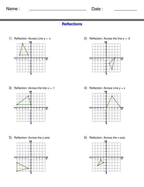 Reflections In Math Worksheets